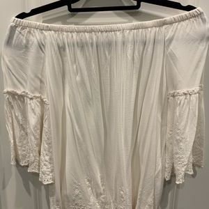 LOFT off the shoulder ivory silk top.